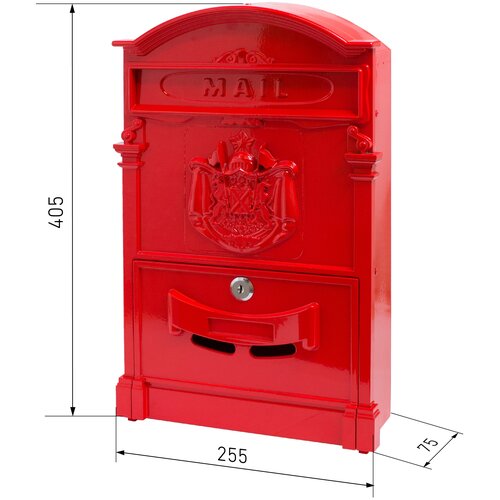 Почтовый ящик с замком уличный металлический для дома №4010 красный, Аллюр