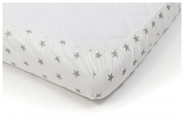 Простынь на резинке для кроватки 120х60 см Little Stars Серый