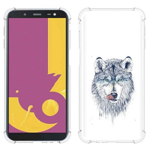 Чехол задняя-панель-накладка-бампер MyPads голодгый волк для Samsung Galaxy J6+ plus 2018 (SM-J610F)/J6 Prime противоударный