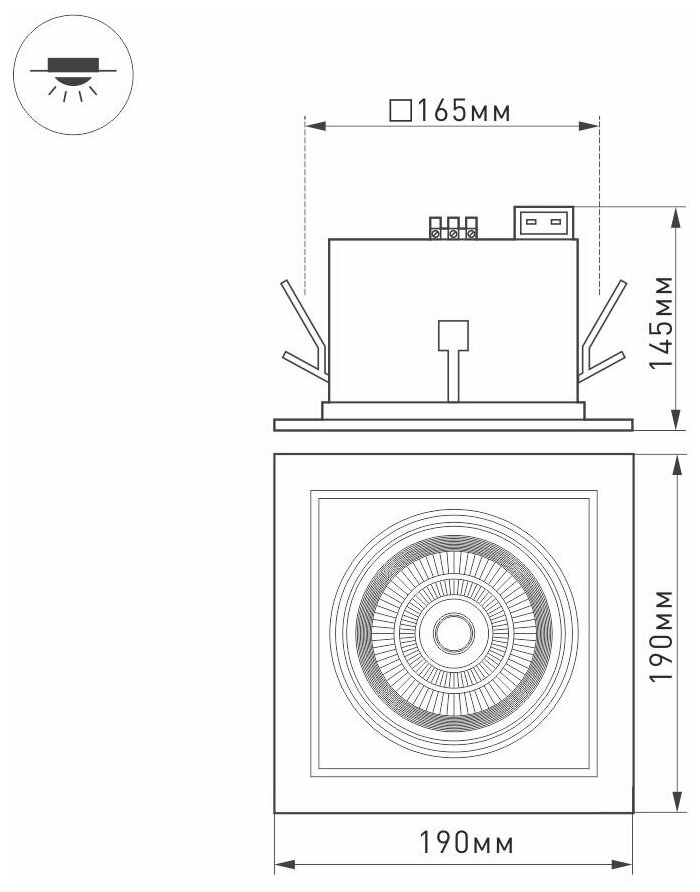 026499 Светильник светодиодный CL-KARDAN-S190x190-25W Day (белый/черный, 30 deg) Arlight - фото №5