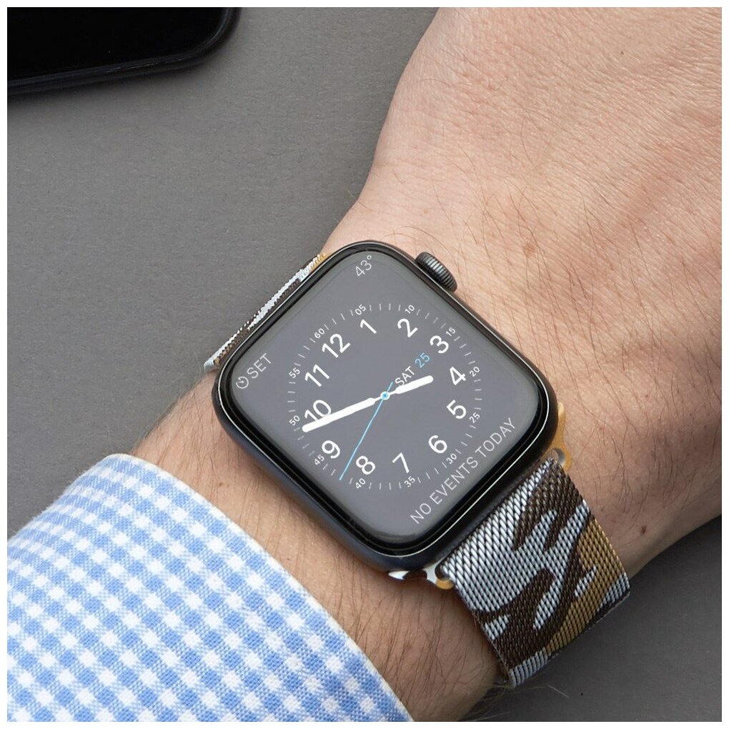 Ремешок Deppa Band Mesh для Apple Watch 42/44 mm, нержавеющая сталь, камуфляж - фото №3