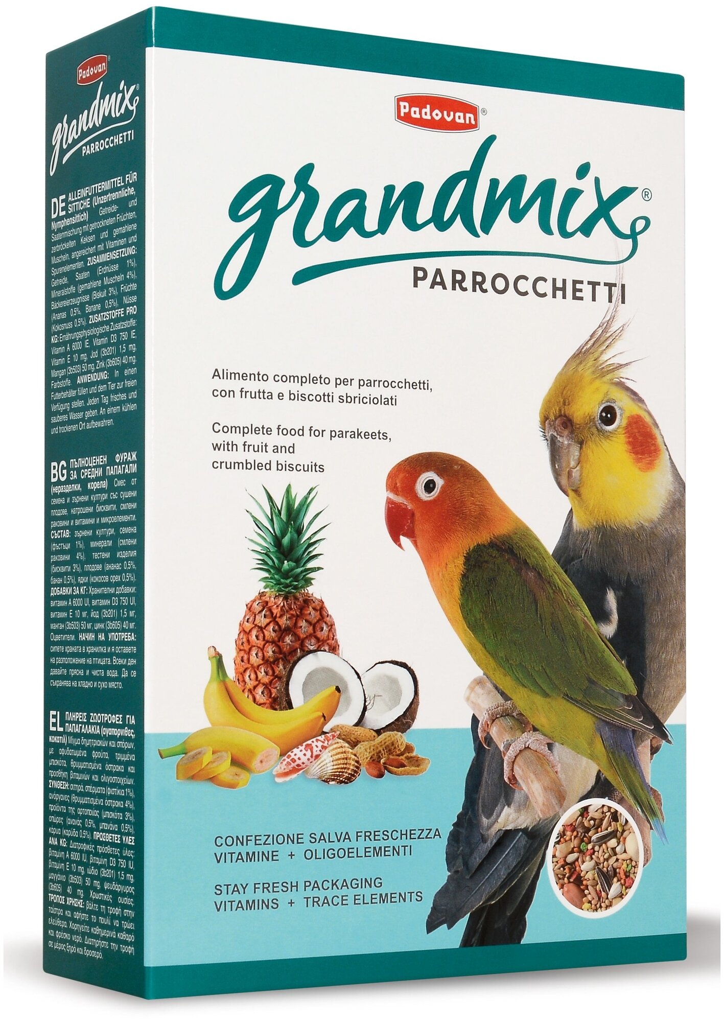 Padovan корм Grandmix Parrocchetti для средних попугаев