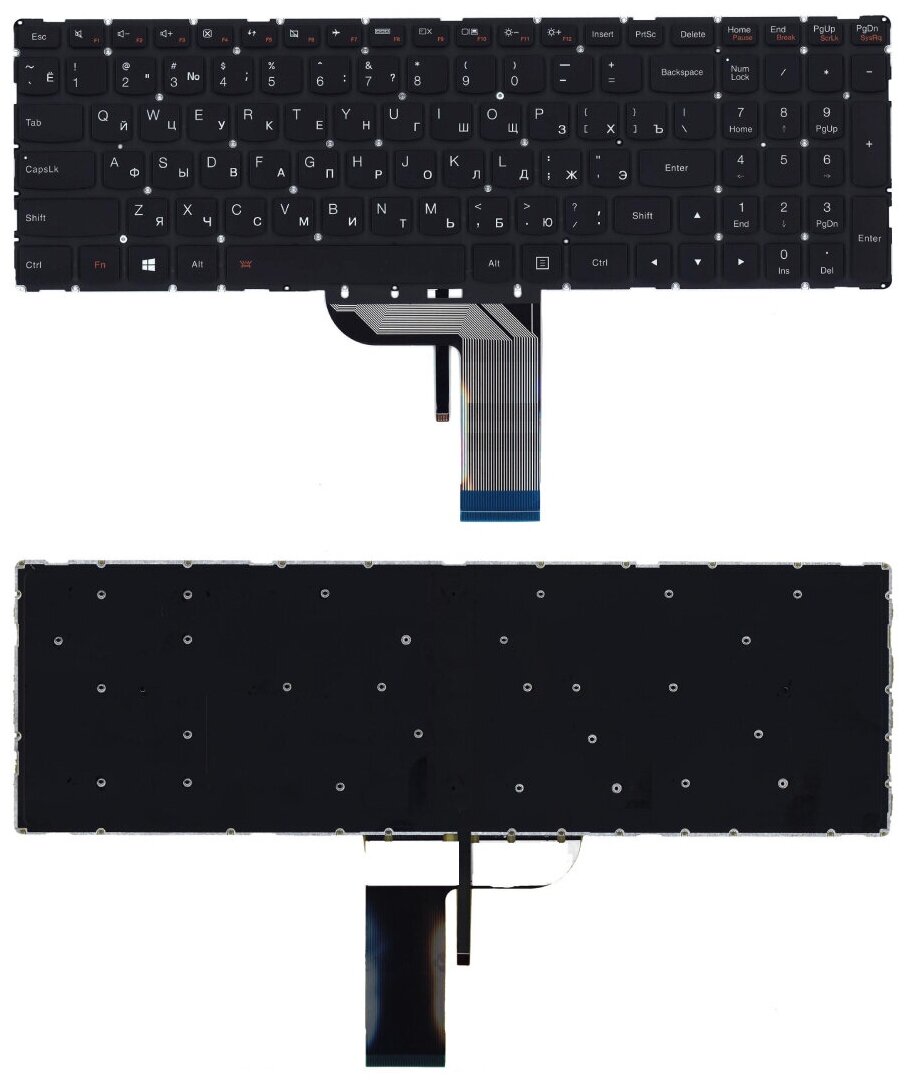 Клавиатура keyboard V1449KS1US для ноутбука Lenovo IdeaPad 700-15 700-15ISK 700-17 700-17ISK черная без рамки с подсветкой 2348₽