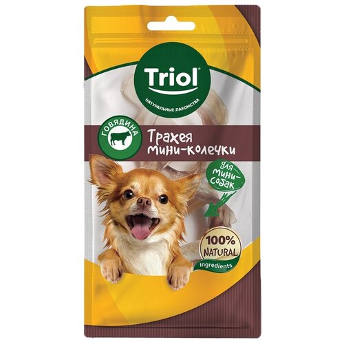 Лакомство для собак Triol Трахея говяжья Мини-колечки, 35 г лакомство для собак dog lunch сушеные колечки трахеи 100 г