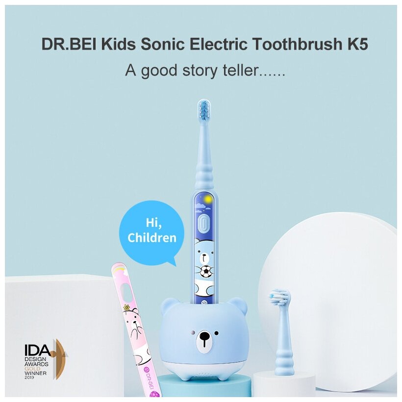 Электрическая зубная щетка Dr.Bei Kids Sonic Electric Toothbrush K5 Blue - фотография № 15