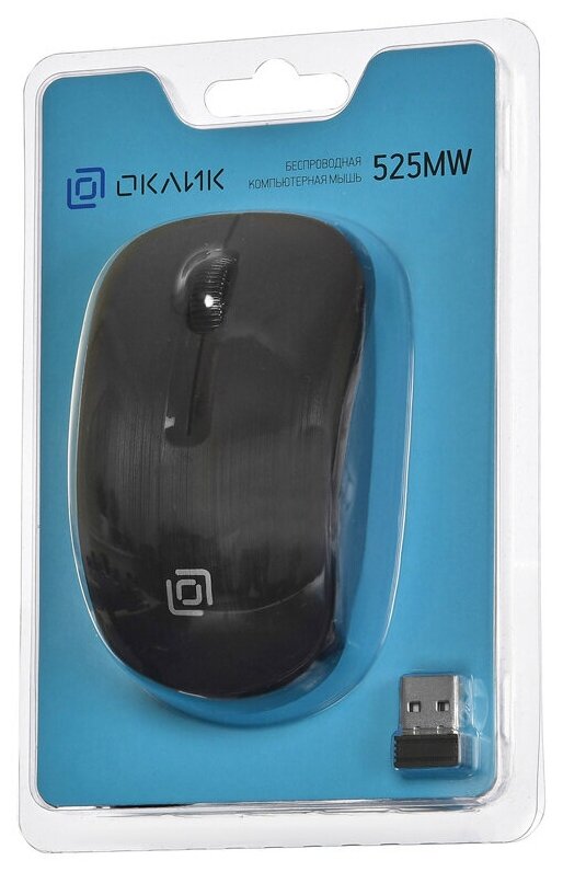 Мышь Оклик 525MW черный оптическая 1000dpi беспроводная USB для ноутбука 3but