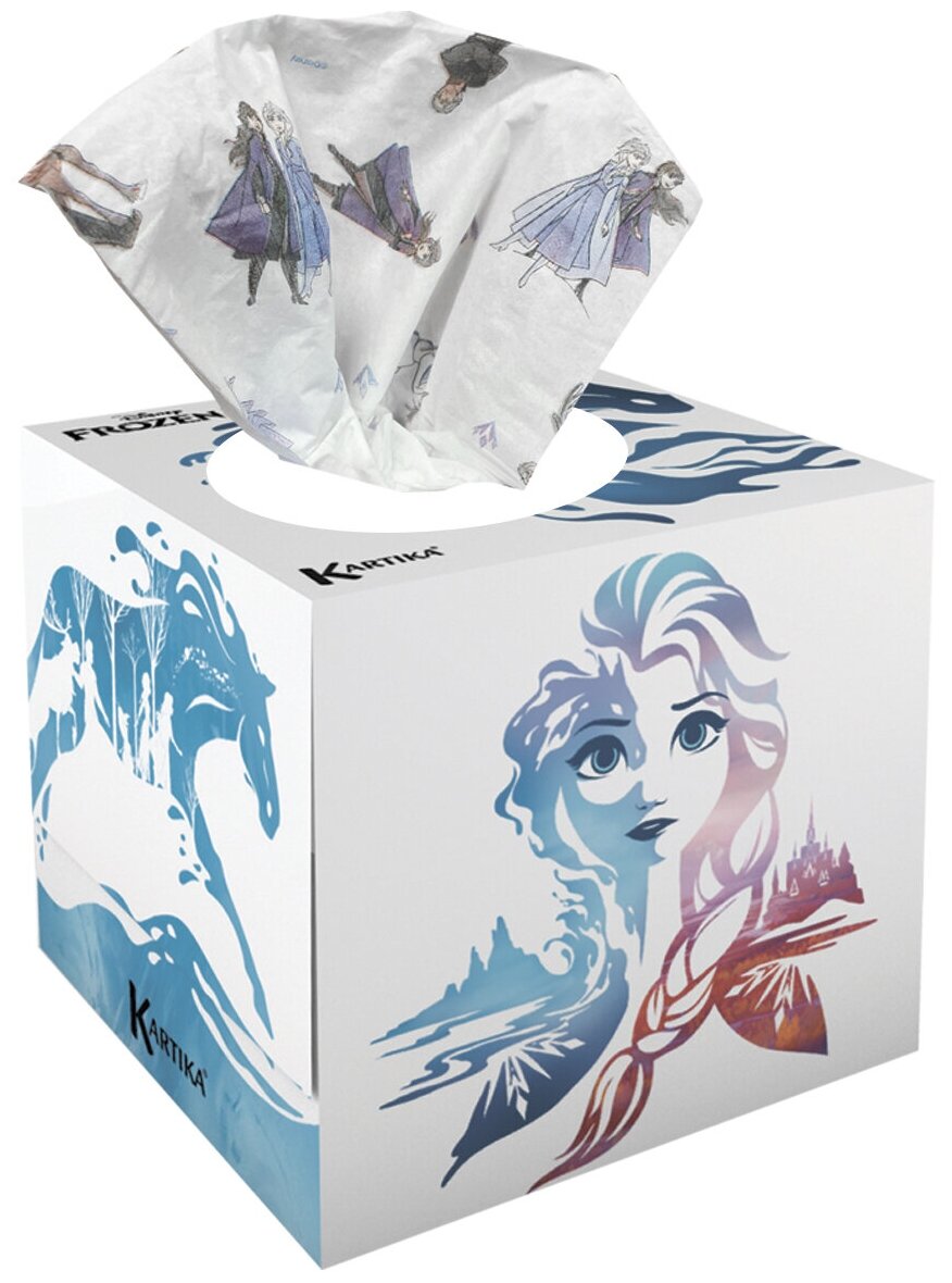 Салфетки бумажные выдергушки "Frozen" с рисунком "Ледяной Конь" 3 слоя, 56 шт, World Cart