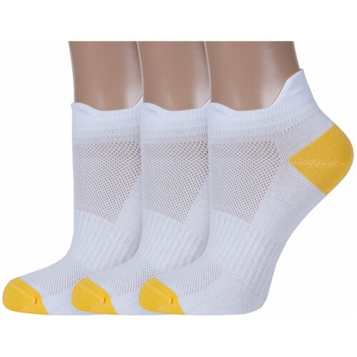 фото Комплект из 3 пар женских носков rusocks (орудьевский трикотаж) бело-желтые, размер 23-25