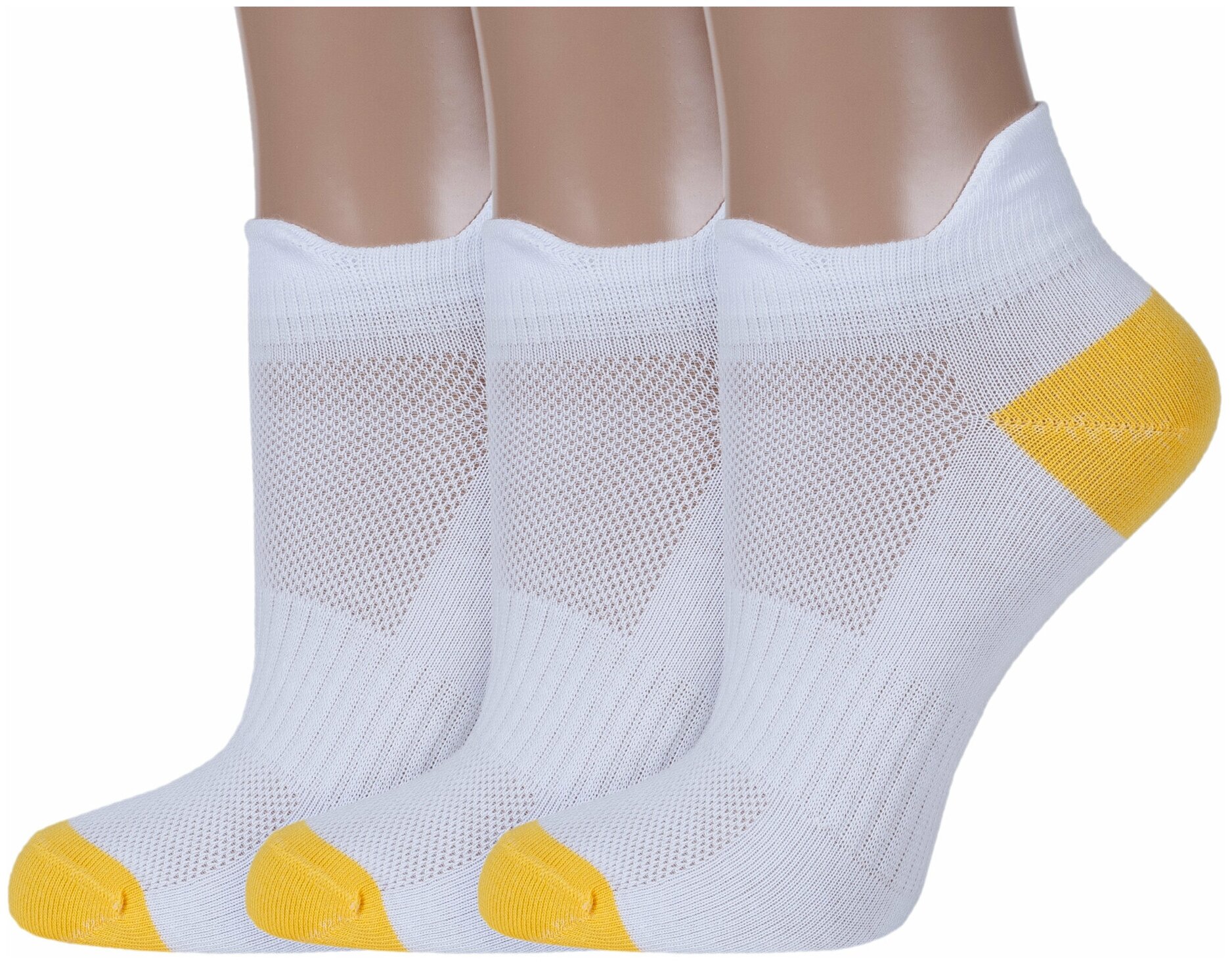 Комплект из 3 пар женских носков RuSocks (Орудьевский трикотаж) бело-желтые