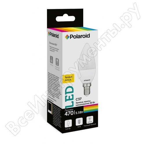 Лампочка Polaroid C37 5.5W 220V 3000K E14 470lm PL-C3755143