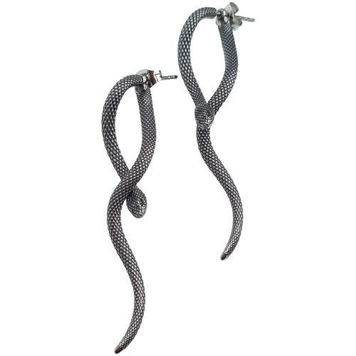 Серьги , размер/диаметр 65 мм, серебряный, серый модные пусеты гвоздики витая змейка модные серёжки гвоздик пусета моносерьга