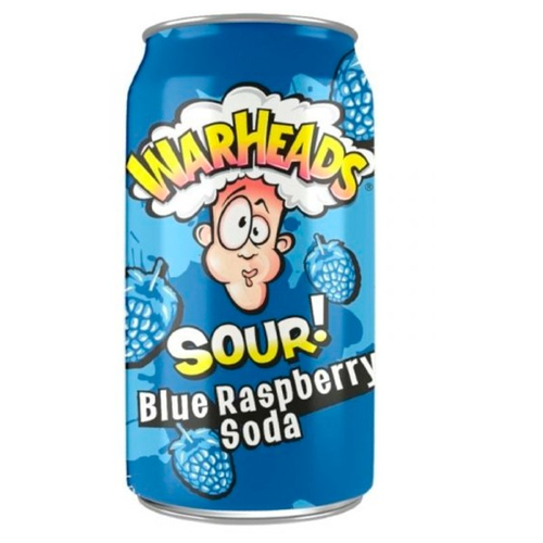 Газированный напиток Warheads Sour Blue Raspberry Soda, со вкусом кислой ежевики, США ( 3 банки по 355мл)