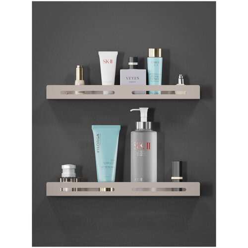 Комплект полок для ванной и душа 2 шт, цвет серый хром, 45 см.