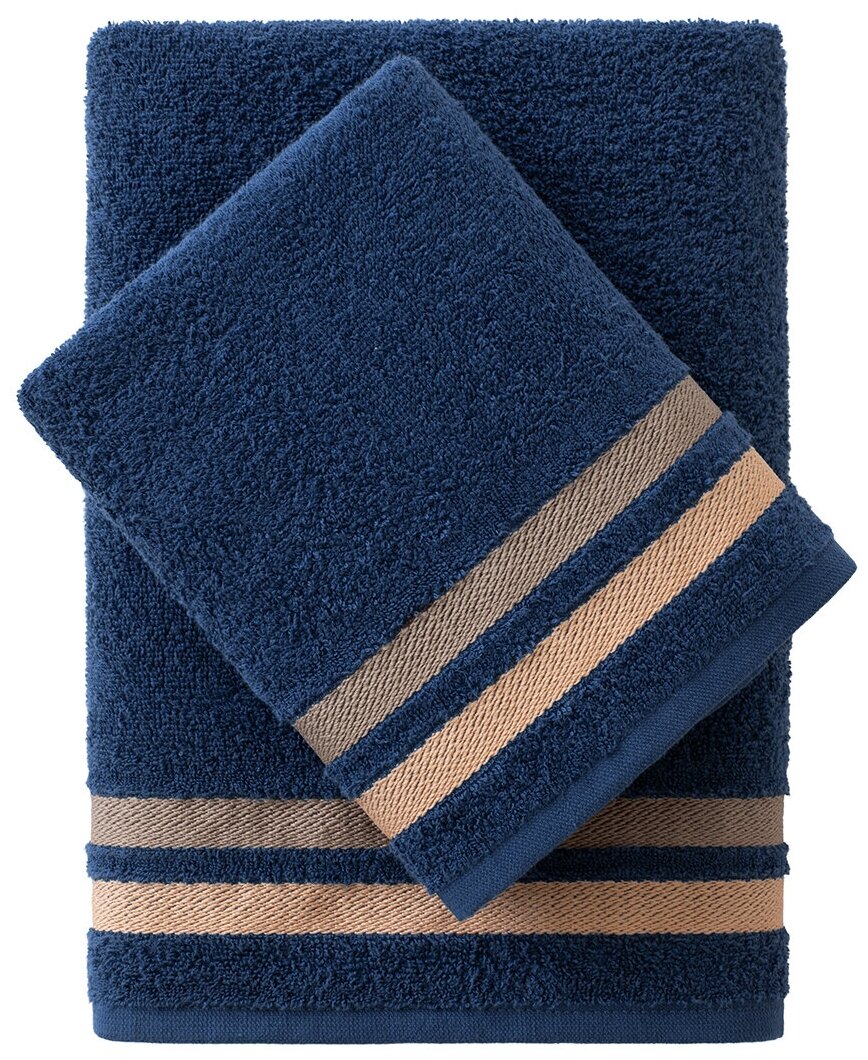 Комплект махровых полотенец LOVEME "Исландия" 33х70см, 50х90 см и 70х140см, цвет темно-синий - фотография № 3