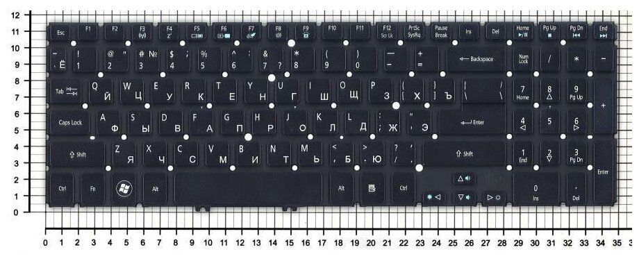 Клавиатура keyboard NSK-R37SQ 0R для ноутбука Acer Aspire V5-531 V5-551 V5-552 V5-571 V5-572 Timeline Ultra M3-581 черная с подсветкой