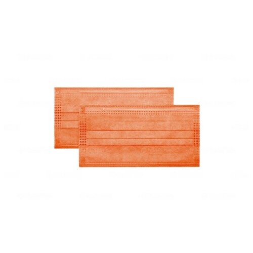 Маска SAFETY 3-х слойная, мелтблаун, оранжевая, 50шт в коробке