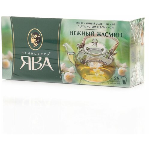 Зеленый чай ароматизированный в пакетиках Принцесса Ява Нежный Жасмин, 25 шт