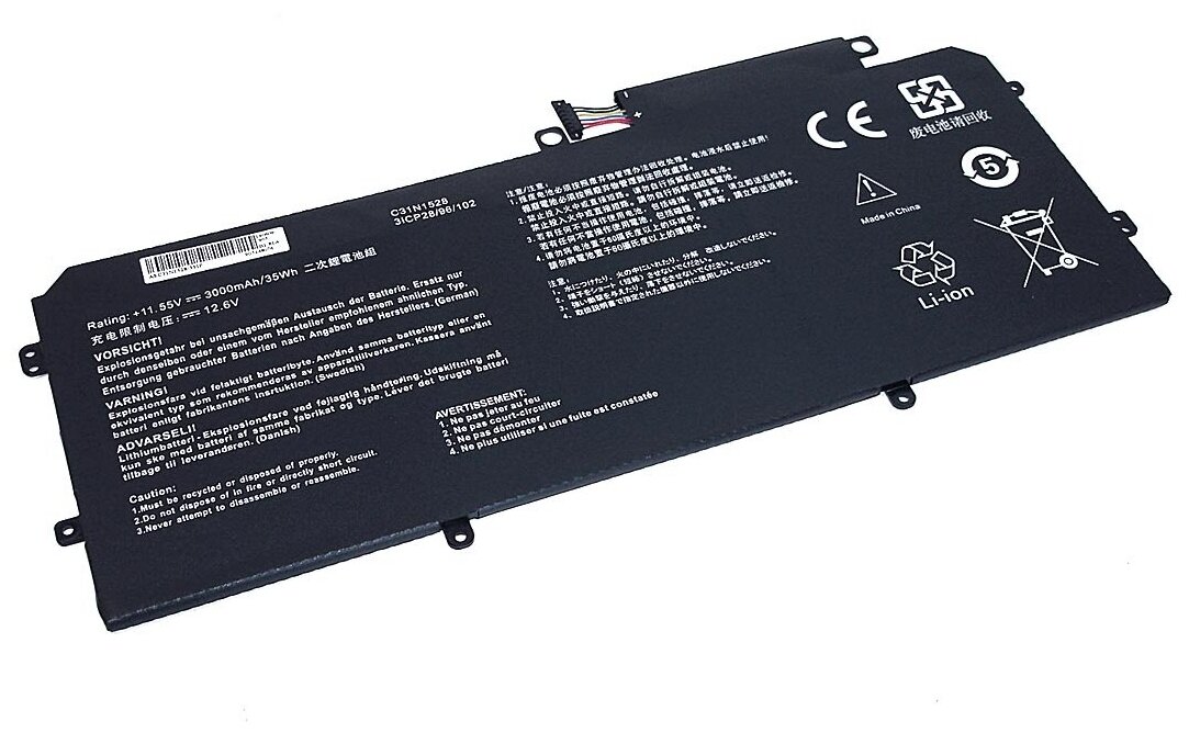 Аккумуляторная батарея для ноутбука Asus UX360 (C31N1528-3S1P) 11.55V 3000mAh OEM черная