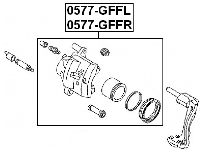 Суппорт тормозной передний левый Febest 0577-GFFL