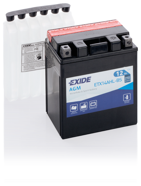 Exide^Etx14ahl-Bs Аккумуляторная Батарея! Евро 12ah 200a 134/89/164 Moto EXIDE арт. ETX14AHL-BS