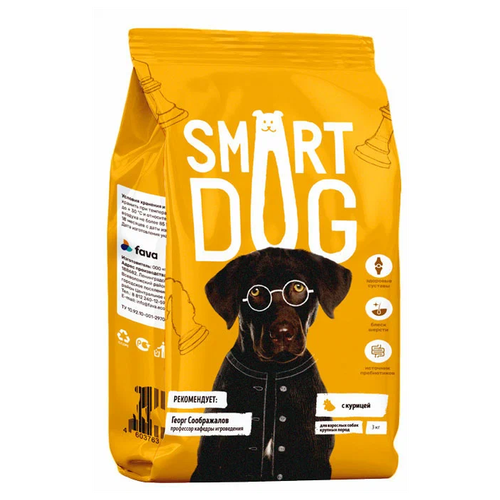 Сухой корм для собак Smart Dog курица 1 уп. х 1 шт. х 3 кг (для крупных пород)