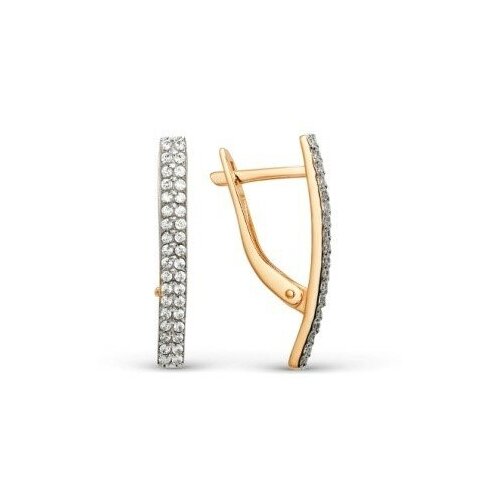 С-00134 Серьги с бесцветным фианитом, цвет-розовый, металл-серебро