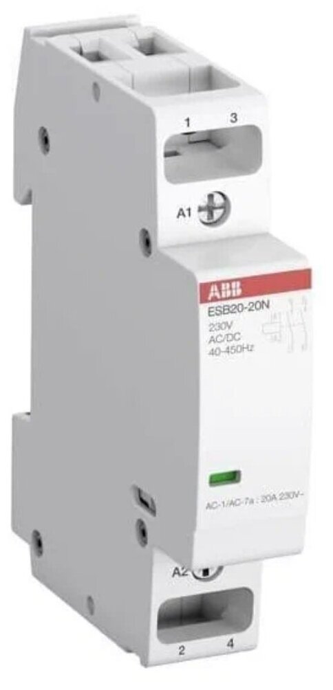 ESB20-11N-06 Контактор модульный (20А АС-1, 1НО+1НЗ), 230В AC/DC ABB, 1SBE121111R0611 - фотография № 3