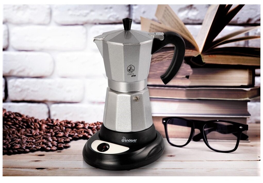 Гейзерная кофеварка электрическая ENDEVER Costa-1010 / 480 Вт / 300 мл / 3-6 чашек - фотография № 2