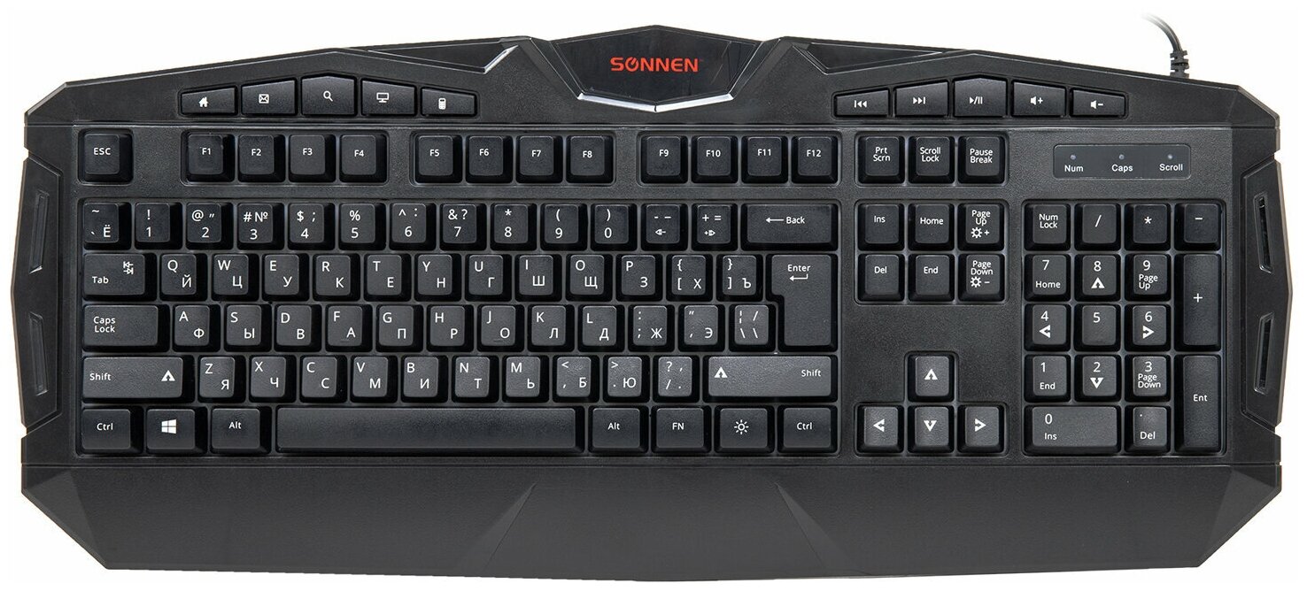 Клавиатура проводная SONNEN Q9M USB 104 клавиши + 10 мультимедийных RGB черная 513511