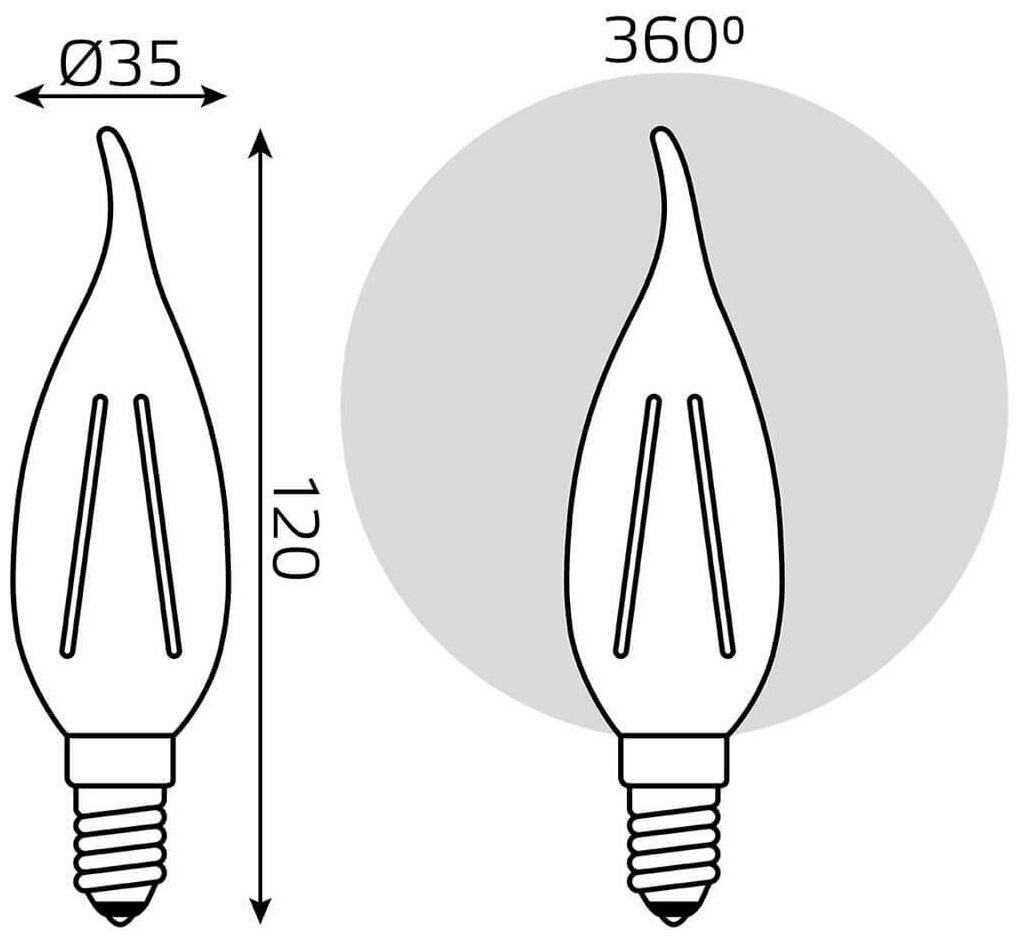 Лампа светодиодная gauss Filament 104801107, E14, CA35, 7 Вт, 2700 К - фотография № 6
