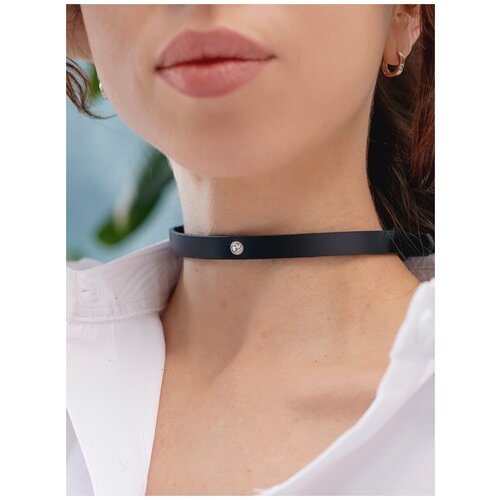 Чокер на шею женский Piccolo Joden со стразом кожаный