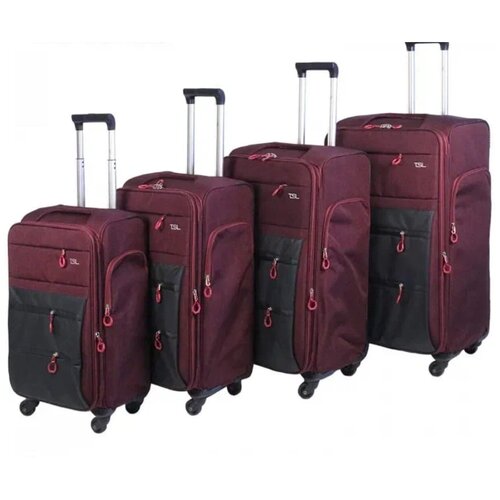 Комплект чемоданов 4 штуки бордовый тканевой Impreza
