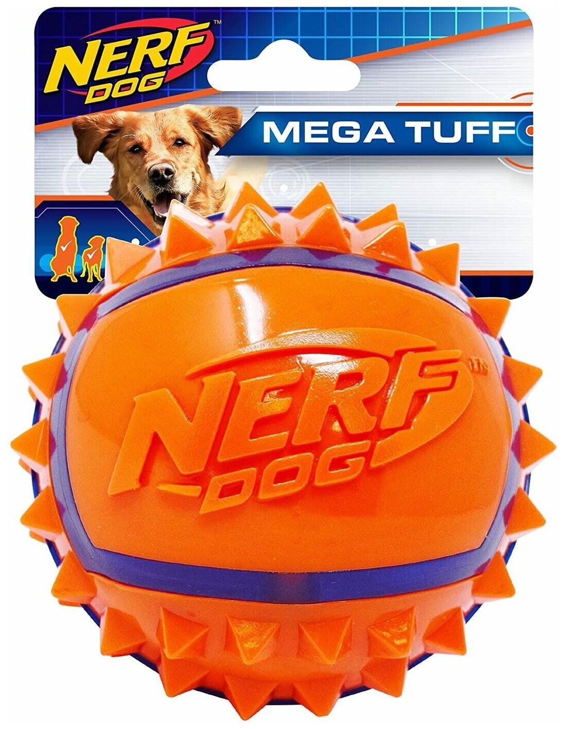 Игрушка для собак Nerf Dog Мяч из термопластичной резины с шипами, 6 см