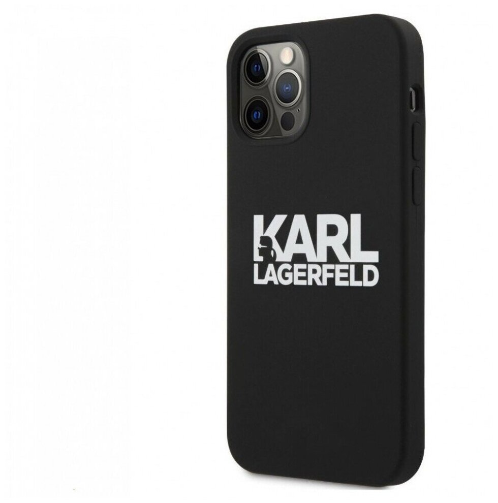 Lagerfeld для iPhone 12/12 Pro (6.1) чехол Liquid silicone stack logo Hard Black