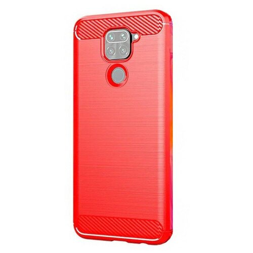 Накладка силиконовая для Xiaomi Redmi Note 9 под карбон и сталь красная