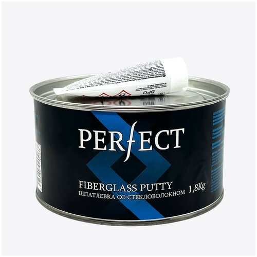 Шпатлевка двухкомпонентная со стекловолокном Perfekt Fiberglass Putty 1,8 кг, зеленая, 1750 гр+50 гр отвердителя