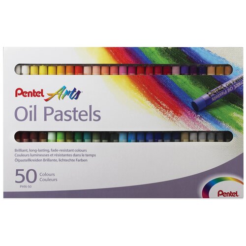 Пастель масляная художественная PENTEL «Oil Pastels», 50 цветов, круглое сечение, картонная упаковка, PHN4-50