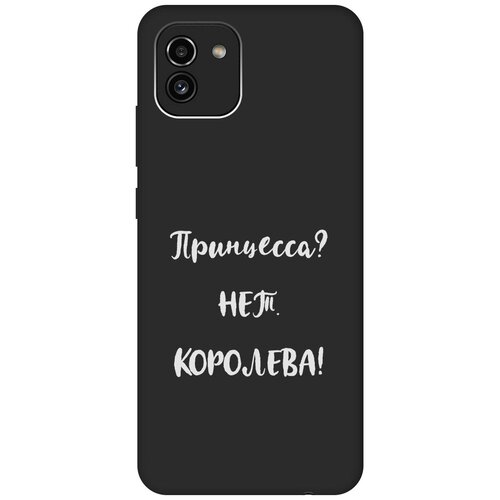 Матовый Soft Touch силиконовый чехол на Samsung Galaxy A03, Самсунг А03 с 3D принтом Princes? W черный матовый soft touch силиконовый чехол на samsung galaxy a03 самсунг а03 с 3d принтом i w черный