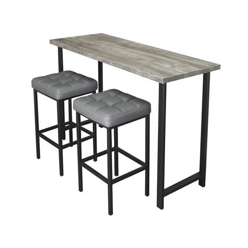 Обеденная группа (Консоль барная и 2 стула Камелот), кожзам Темно-серый