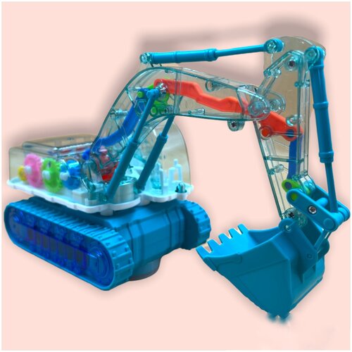 Прозрачный экскаватор со световыми и музыкальными эффектами и движущимися шестеренками