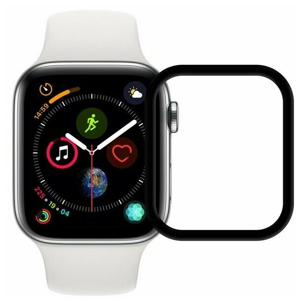 Противоударное стекло для Apple Watch 44 чёрное