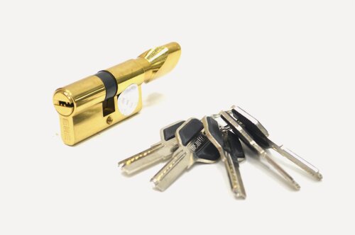 Изображение товара Цилиндровый механизм (личинка для замка) с перфо. ключ-вертушка CW70mm PB (Полированная латунь) MSM