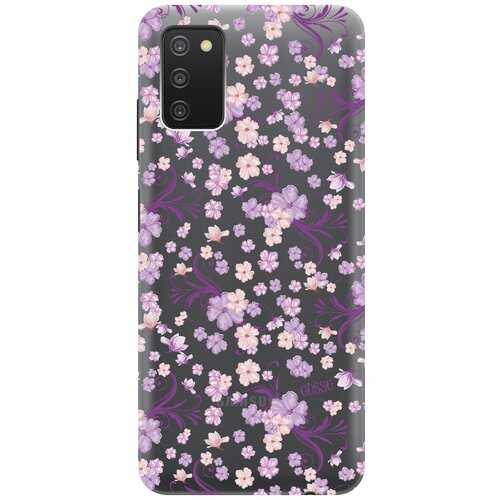 Силиконовый чехол на Samsung Galaxy A03s, Самсунг А03с с 3D принтом Lilac Flowers прозрачный силиконовый чехол на samsung galaxy a03s самсунг а03с с 3d принтом flowers and fern прозрачный