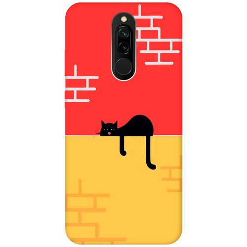 Силиконовый чехол на Xiaomi Redmi 8, Сяоми Редми 8 Silky Touch Premium с принтом Lazy Cat красный силиконовый чехол на xiaomi redmi 8 сяоми редми 8 silky touch premium с принтом allergy w темно зеленый