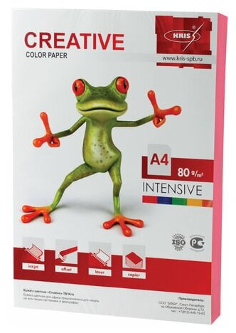 CREATIVE Бумага цветная creative color а4 80 гм2 100 л интенсив розовая биpr-100р 549₽