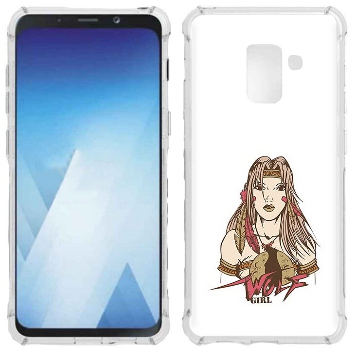 Чехол задняя-панель-накладка-бампер MyPads девушка волк для Samsung Galaxy A5 (2018) SM-A530F/A8 2018 (SM-A530F) противоударный