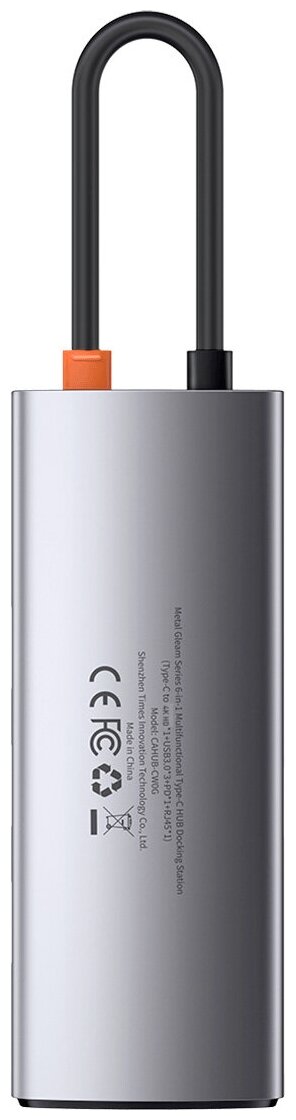 USB-концентратор Хаб Hub Baseus Metal Gleam Series 6 в 1 CAHUB-CW0G Space Grey Type-CPD HDMI RJ45 3xUSB 30