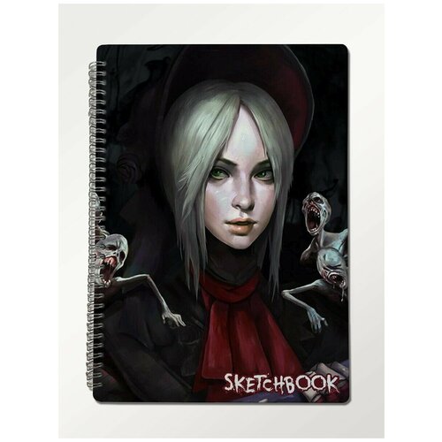 Скетчбук А4 крафт 50 листов Блокнот для рисования игра Bloodborne (Охотник, Кукла, Doll, PS 5, PS 4, PS 3, Xbox 360) - 232 В
