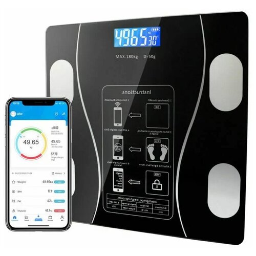 Напольные умные весы c bmi, электронные напольные весы для Xiaomi, iPhone, Android, черные