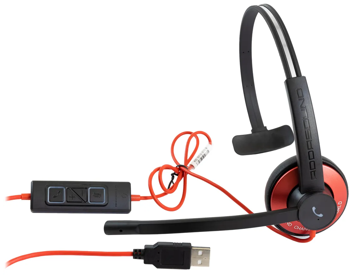 Профессиональная гарнитура с микрофоном для компьютера ADDASOUND Epic 511, USB, шумоподавление, цвет черно-красный, (ADD-EPIC-511-R)